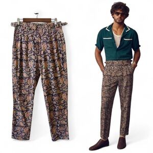 Todd Snyder Brown Kalamkari Gurkha Pleated Paisley Trousers Size 30 Old Money